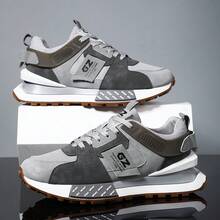 Men's Vintage Old School Style Sneakers, Comfy Non Slip Durable Lace Up Shoes For Men's Outdoor Activities - 灰色 - 查看 7