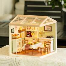 Rolife Super Creato LED Building Blocks For Adults,1:24 Toy Building Sets,Model Building Kits For Kids Ages 8+ ,DIY Miniature Dollhouse Kits For Adults,Hobbies For Women Men - Warm Dining Room - View 7