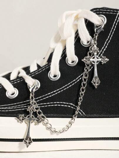 Accesorios vintage para zapatos de Halloween con encantos personalizados de espina, rosa, estrella y cruz de llama en estilo punk gótico
