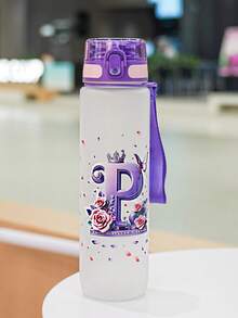 1pc 1000ml/32oz Plastic Water Bottle With Handle And Straw, 3D Printed With 26 Letters, Butterfly And Rose Patterns, Suitable For Travel And Car Use, Great Gift For Friends, Couples, Birthday, Thanksgiving, Valentine's Day