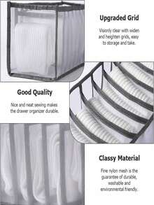 1/3 pièces Boîte de rangement pour sous-vêtements noirs, compartiments de placard de type tiroir, boîte de rangement pour vêtements et chaussettes à maille visuelle, boîte de rangement pour armoire, sous-vêtements, soutien-gorge, économise l'espace familial, peut être utilisée pour l'armoire, la chambre à coucher