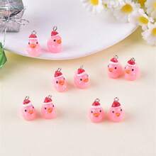 10pcs Christmas Mixed Color 3D Resin Christmas Duck Jewelry Pendant Earrings Necklace Accessories - Christmas Duck - View 10