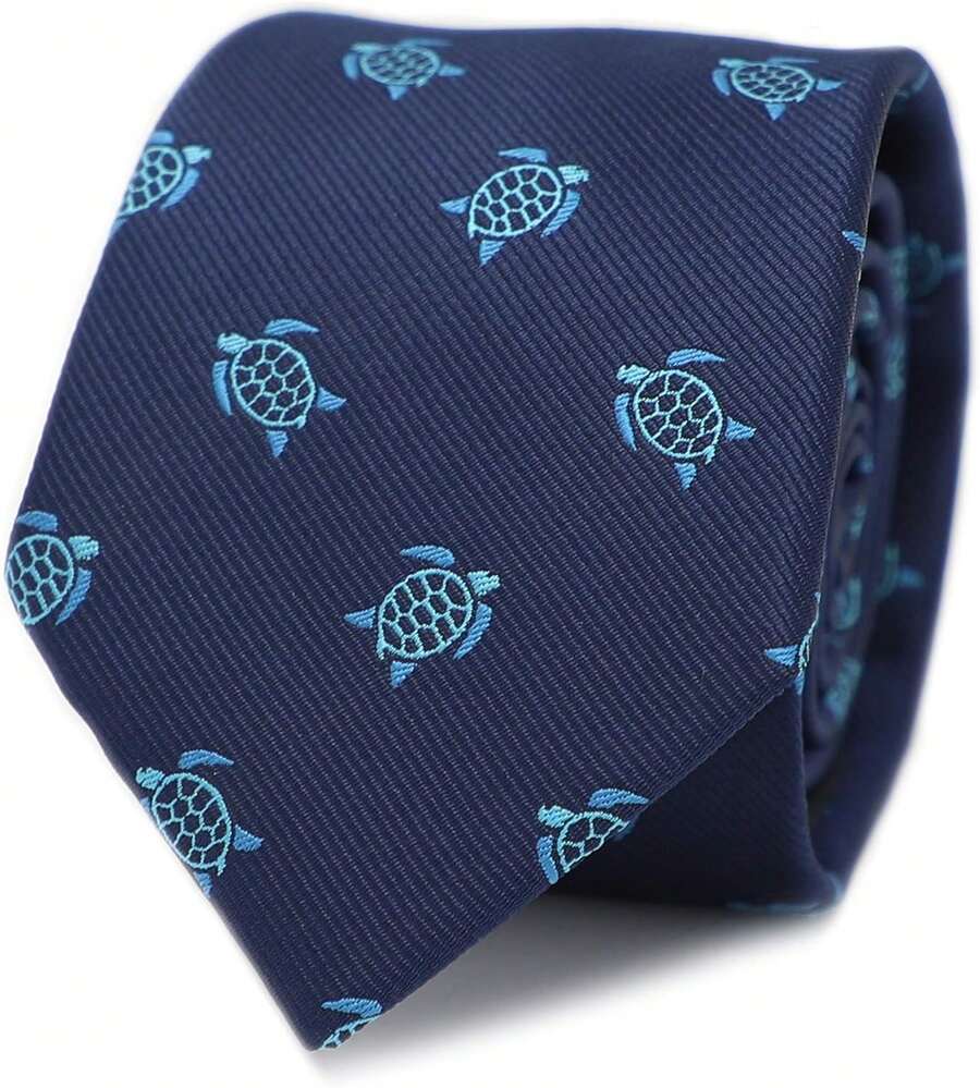 Turtle Pattern Necktie Blue Turtle Animal Necktie | SHEIN USA