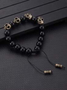 1 szt. Modna, elegancka bransoletka z koralikami i kamieniami w kształcie czaszki - Koraliki - Zobacz 3