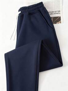 男士户外裤，保暖内衬，厚实，休闲，防风，直筒，抽绳腰部设计，适合寒冷冬季 - 藏蓝色 - 查看 7