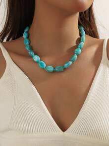 1 pieza Collar de cuentas de plástico con nubes de estilo bohemio en colores multicolor, joyería hecha a mano para usar en la playa y días festivos de verano, regalo ideal para uso diario