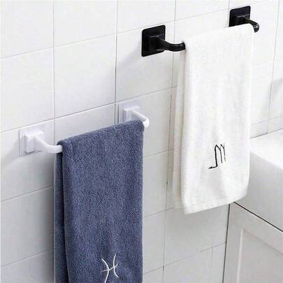 1pc Self-Adhesive Towel Rack, Slipper Rack, Towel Hook And Short Plastic Wall-Mounted Storage Rack, Suitable For Kitchen, Bathroom And Laundry Room