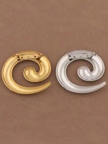 1 szt. Modna broszka ze stali nierdzewnej w kolorze złota i srebra, minimalistyczna, duża, spiralna, wirowa, geometryczna, wirowa szpilka do klapy, odpowiednia do codziennego noszenia przez kobiety - Złoto i srebro - Zobacz 6
