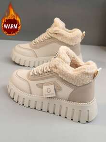 1 Pair High-Quality Women's Winter Multifunctional Fashion Casual Thermal Lined Thick Sole High-Top Snow Boots, Outdoor Sports Casual Shoes For Daily Wear - Khaki - View 8