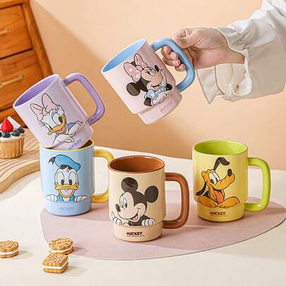 Disney 1 件陶瓷马克杯收藏套装 - 米奇米妮唐老鸭黛西经典人物耐热饮具，可重复使用的瓷咖啡杯，适用于办公室家庭酒吧装饰，动漫收藏品圣诞节生日情人节礼物