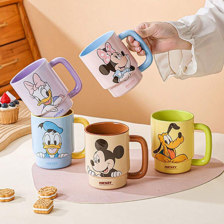 Disney 1 件陶瓷马克杯收藏套装 - 米奇米妮唐老鸭黛西经典人物耐热饮具,可重复使用的瓷咖啡杯,适用于办公室家庭酒吧装饰,动漫收藏品圣诞节生日情人节礼物 - 彩色 - 查看 1