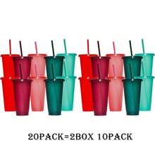 10/20/30 Pack Fashionable Plastic Cup 5 Dark Color Glitter  With Lids And Green Straws-24oz Reusable Plastic Cup, Portable And Watertight, Suitable Party And Outdoor Entertainment Fit Adults, Women, Party, Halloween Gifts Summer Beaches, Weddings, Offices, Picnics, Take Photos - 5色閃粉 - 查看 11