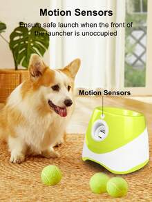 新款宠物 USB 可充电长效智能多距离球发射器户外弹力网球投掷器狗玩具自动投掷机，尺寸完美，适合中小型犬，配有 6 个弹力球，是狗和猫的必备品