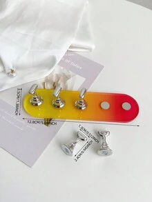 Set de decoración de uñas con base ovalada de resina acrílica en degradado de color, macaron dorado y bolas de cristal de acero multicolor. Herramientas y accesorios de arte de uñas minimalista de moda en estilo retro coreano con láser.