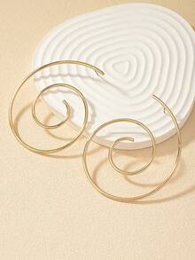 1 Set Of 2 Elegant Geometric Metal Earrings - Yellow Gold - View 2