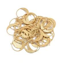 10pcs Raw Brass Single Hanging Half-Circle Earrings Pendant With Hollowed-Out And Drawbench Design, DIY Jewelry Making Supplies - Brass Color - View 2