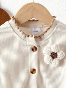 2pcs Baby Girls Cute Sweet Apricot Long Sleeve Cardigan Top + Khaki Pants Set, Autumn/Winter - Beige - View 4