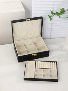 New Black Light Luxury Large Capacity PU Leather Jewellery Box | Necklace Ring Earring Multi-Layer Compartment Storage | Portable Travel Jewellery Box | Gift For Girlfriend/Mother/Mother's Day Girlfriend's Birthday Valentine's Day | Graduation Season Exquisite Gift For Classmates