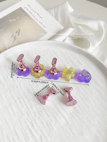 3D树脂亚克力扎染果冻色亮片星星爱心排列底座，配5个极光彩色美甲展示架，日式美甲DIY工具及摄影道具