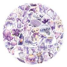 62 adesivos roxos estéticos para scrapbooking, diário, para-choque, skate, garrafa de água, desenhos animados, capacete, carro e outros materiais de papelaria. - Multicolorido - Ver 9