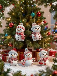5个/1个可爱雪人圣诞树挂饰，彩绘亚克力窗饰，圣诞树装饰品，圣诞树阳光捕捉器，精致雪人节日装饰品/圣诞节/圣诞装饰品/圣诞家居/房间装饰/卧室/圣诞礼物/房间装饰/家居装饰/冬季装饰/圣诞袜填充物 - 1件 - 查看 6