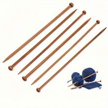 36pcs Bamboo Knitting Needle Set With Ergonomic Grip Handles, 13.7" Single Point Needles In Sizes US 2-10 (2.0-10.0mm), Ideal For Beginners And Adults, Perfect For Sweaters, Socks, Shawls And Scarves - 彩色 - 查看 8