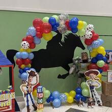 122pcs Theme Balloon Arch Set, Red, Blue, Yellow Balloons Including Cow Pattern Balloons, Suitable For Boys, Girls Story Theme Party, Birthday Party Decoration - Multicolor - View 8