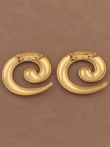 1 szt. Modna broszka ze stali nierdzewnej w kolorze złota i srebra, minimalistyczna, duża, spiralna, wirowa, geometryczna, wirowa szpilka do klapy, odpowiednia do codziennego noszenia przez kobiety - Złoto i srebro - Zobacz 9