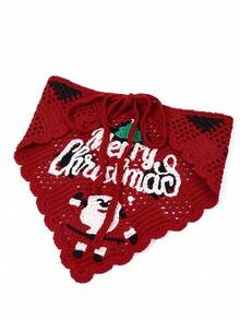 1 件圣诞老人和雪人波西米亚复古圣诞头带，手工针织三角围巾，带雪花和字母印花，适合日常佩戴和节日场合全年保暖发带女士头巾冬季发饰 - 彩色 - 查看 4