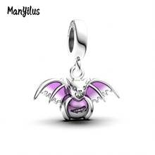 Manyilus Manyilus Original Sterling Silber Halloween Charm Kollektion: Halloween leuchtender Magie Charm, Halloween schwarze Spinnen Charm, Halloween Schloss Charm, Halloween kleiner Teufel Charm, Halloween Fledermaus Charm, Heiliger Glanz Kreuz Charm.