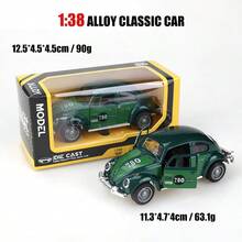 1:32 Scale Vintage Beetle Die-Cast Racing Car Model Toy | Mixed Colors | Alloy | Opening Doors, Manual Pull-Back Action | Ideal For Youngsters & Adults | Birthday Gift, Christmas Gift, Halloween Gift, Stocking Stuffer, Perfect Gift, Toys, Games - Multicolor - View 8