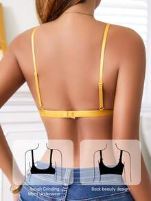 Women's Yellow Daisy Lace French-Style Triangle Bra Elegant Comfort, Wireless Light Support, Comfortable For Daily Wear