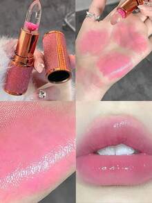 1pc Moisturizing Long-Lasting Non-Sticking Cup Color Changing Lip Balm For Lip Care And Cracked Prevention - 粉色 - 查看 3