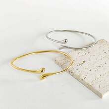 Plain Women's Cuff Bracelet, Adjustable Teardrop Opening Bracelet, Modern Niche Design Bracelet - Vàng - Xem 6