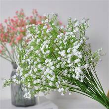 1/3/5 pièces Bouquet de fleurs artificielles vertes de Gypsophila, bouquet de mariage de fête d'anniversaire de jardin extérieur, décoration de maison de centre de table de vase, décoration du Nouvel An, rentrée scolaire