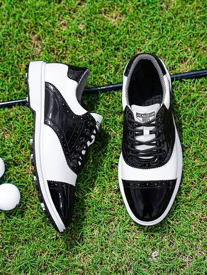 Zapatos de golf para hombres con parte superior de cuero, zapatillas de golf de moda casual y cómodas para exteriores, aptas para todo el año