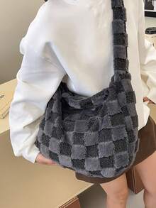 Túi Tote Thêu Thời Trang, Túi Xách Hình Bánh Bao Đơn Giản Cho Nữ - màu đen - Xem 9