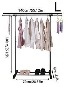 1pc Easy-To-Assemble Metal Hangers For Four Seasons - Space-Saving Vertical Hanger With Hooks, Suitable For Indoor And Outdoor, Home And Balcony Storage, Durable Metal Clothes Drying Rack, Clothes Drying Rack, Clothes Rack, Strong Rack - Indoor Clothing Display Rack, Multifunctional Freestanding Rack Can Be Assembled Vertical Storage Rack, Drying Racks
