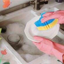 3 piezas Esponja de doble capa con poder de limpieza fuerte y sensible a la temperatura con diseño de cara de gato - Esponja de cocina de doble cara, adecuada para el fregadero de la cocina moderna, para lavar platos