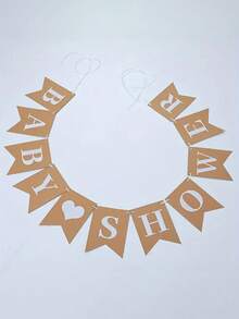 1 Set Baby Shower Dekorationen - Kraftpapier Wimpelkette mit Buchstaben, Taufe und Bade Dekoration, Geburtstags Party Hintergrund Dekoration - Braun - Übersicht 3