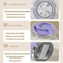 Portable Rechargeable Mini Washing Machine, Suitable For Home And Travel Use. Separate Washing For Underwear, Socks, Etc. With A Drainage-Free Washing Cup, 1L Capacity For Dedicated Clothes Washing, 2600MHA Battery Capacity, 360° Sealed Cleaning, 4D Wave Turbine Design. - 紫色 - 查看 5