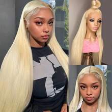 34 Inch 200% Density 613 Blonde 13x4 Lace Front Wigs Human Hair Pre Plucked 13x4 HD Lace Front Wigs Human Hair Glueless Wear And Go Straight 13x4 Transparent Lace Front Wigs Human Hair With Baby Hair