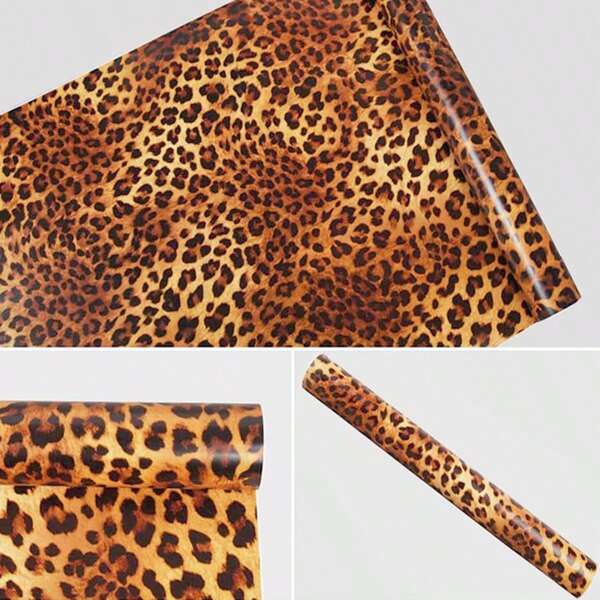 1 Roll Self-Adhesive Textured Vinyl Wallpaper - Removable Wallpaper, Leopard Print Pattern, Easy To Apply And Remove, Vinyl Material, Detachable Backdrop Wallpaper, Suitable For Renewing Walls, Furniture In Living Room, Bedroom, Autumn Aesthetic Wall Decor Wall Paper Wall Stickers Room Decor Wallpaper Stickers Wall Bedroom Decor Kitchen Decor Home Decor