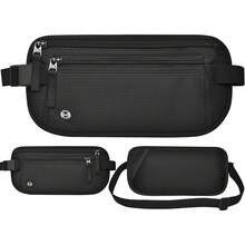 Cangurera Mujer y Hombres con Soporte Delgado para Pasaporte y Cremallera Invisible,Cinturón de Viaje con Tecnología Bloqueo RFID, Riñonera para Viaje, Deporte, Running, Ejercicio (Negro) - Caqui - Ver 8