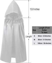 Kids Hooded Cloak Robe Halloween Cosutme Cape Fancy Halloween Cosplay Costumes 3 To 16 Years - 白色 - 查看 8