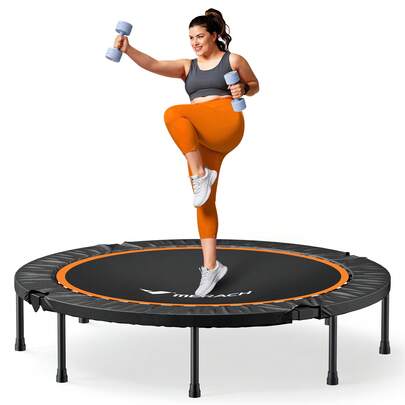 MERACH 40cm/48cm Rebounder Mini Trampoline Adult, Fitness Trampolines Max Load 150KG With Adjustable Handle, Suitable Rebounder For Adults Outdoor Workout