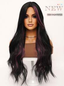 clouder Black Highlight Purple Extra Long Curly Wig 30 Inch Cosplay Wig Halloween Christmas Wig Elegant Soft Matte Hair Loose Curls Casual Outing Street Punk Wig Rock Wig Fluffy Natural Cool Girl Synthetic Heat-Resistant Fiber Wig Suitable For Women Daily Party Wig Music Festival Wig Avant-Garde College Style Wig Modern Fashion Gothic Wig - 挑染紫色 - 查看 6