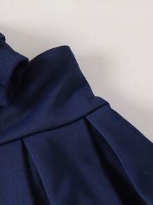 2 件套女童休闲学院风字母印花翻领运动衫和百褶裙套装，春秋季 - 藏蓝色 - 查看 8