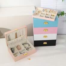 New Black Light Luxury Large Capacity PU Leather Jewellery Box | Necklace Ring Earring Multi-Layer Compartment Storage | Portable Travel Jewellery Box | Gift For Girlfriend/Mother/Mother's Day Girlfriend's Birthday Valentine's Day | Graduation Season Exquisite Gift For Classmates