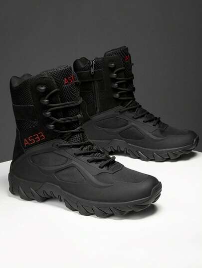 High-Quality Hiking Boots, Fashionable Combat Boots, Tactical Boots, Men's Outdoor Hiking Shoes, Trekking Shoes, Durable Thick-Sole High-Quality Boots, Winter Outdoor Snow Boots, Wear-Resistant Anti-Slip Hiking Shoes, Autumn/Winter Men's Tall Boots, Men's Outdoor Hiking Shoes, Men's Riding Boots, Suitable For Autumn/Winter Weather, Hiking, Outdoor Camping, Cycling, Casual Sports, Hunting, Outdoor Photography, Exploration, Lightweight Trekking (Asymmetrical Pattern, Camouflage Allowed With Slight Color Difference, No Quality Issues)